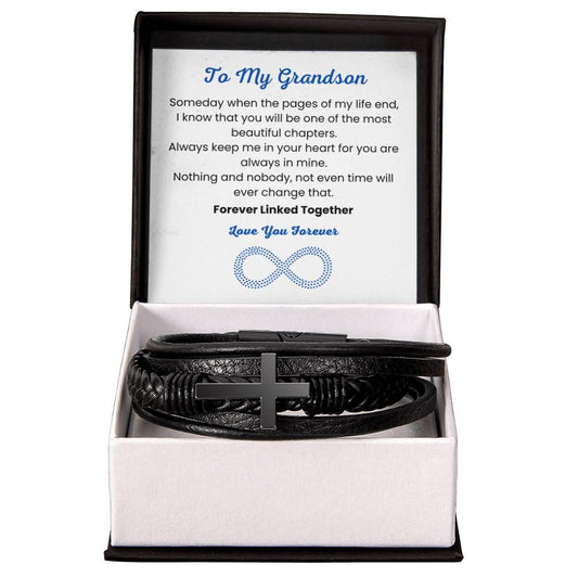 To My Grandson Bracelet – Birthday, Graduation, Christmas Gift – Men's Cross Bracelet - Personalize Memories