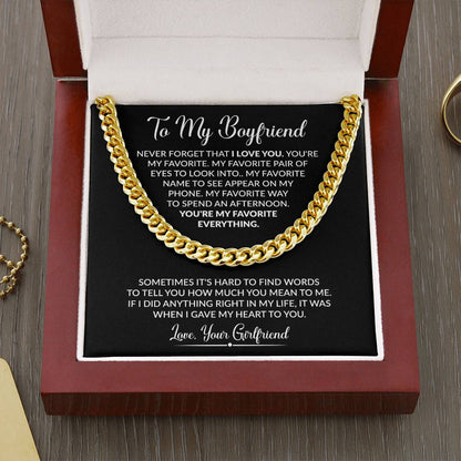To My Boyfriend - Sometimes It's Hard To Find Words To Tell You - Cuban Link Chain - Personalize Memories