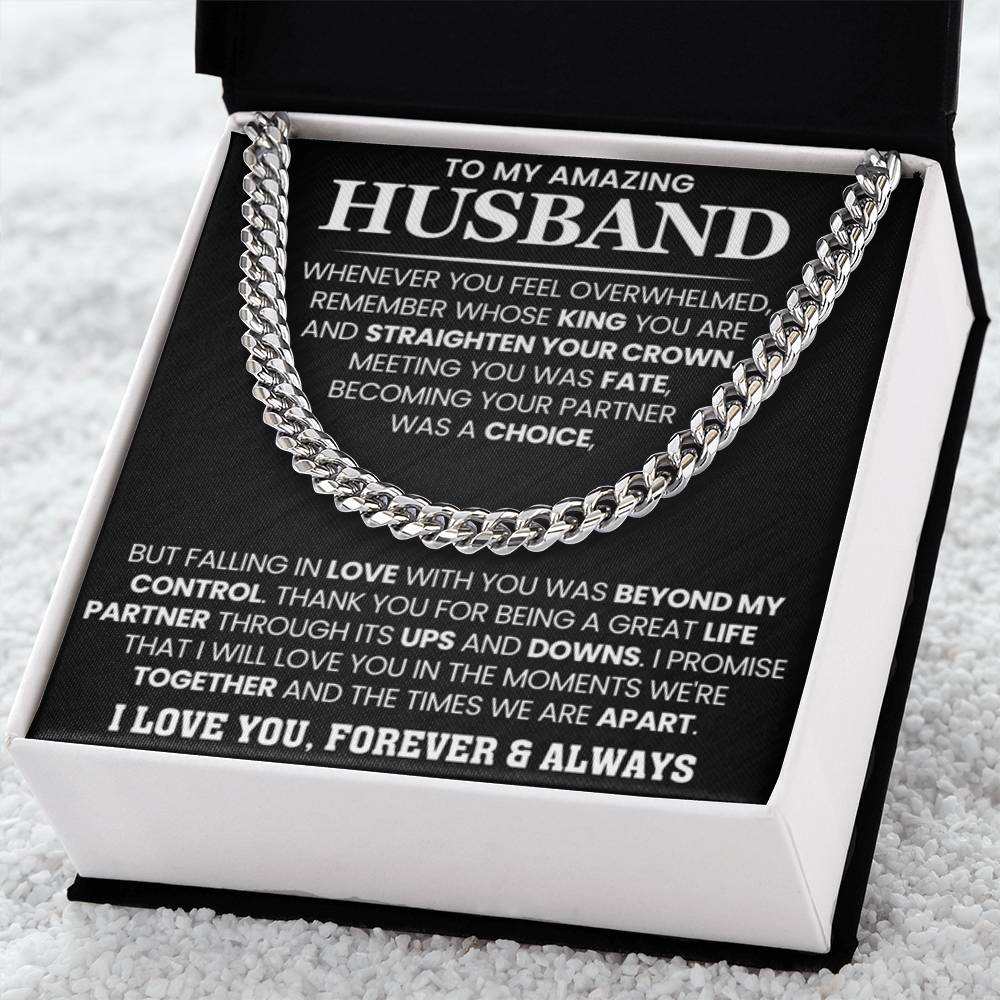 To My Husband – Cuban Link Chain – Anniversary & Birthday Gift from Wife - Personalize Memories