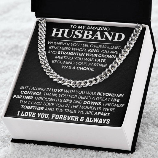 To My Husband – Cuban Link Chain – Anniversary & Birthday Gift from Wife - Personalize Memories