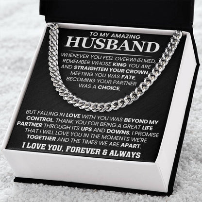 To My Husband – Cuban Link Chain – Anniversary & Birthday Gift from Wife - Personalize Memories