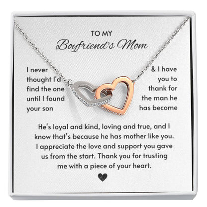 Heartfelt Gift for Boyfriend's Mom - I never thought I'd find the one until I found your son - Interlocking Hearts Necklace - Personalize Memories