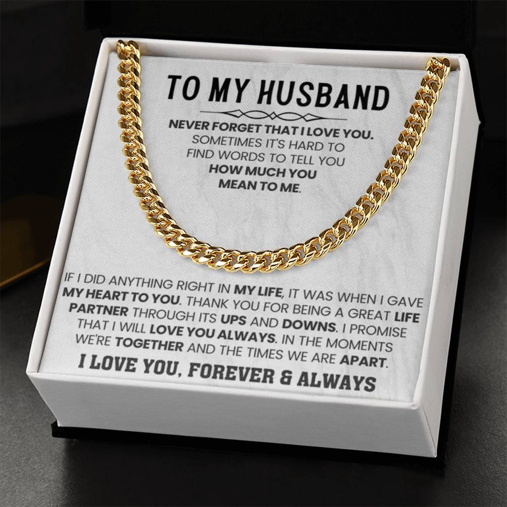Husband Jewelry Gift from Wife – Cuban Link Chain – Anniversary & Valentine’s Day - Personalize Memories