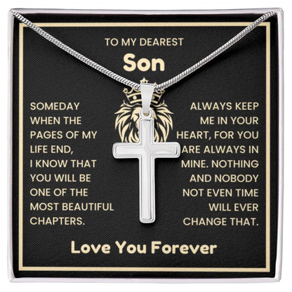 To My Dearest Son Necklace - Gift for Son - Always keep me in your heart - Artisan Cross Necklace - Personalize Memories