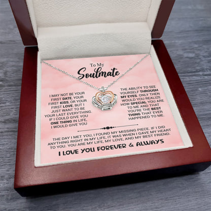To My Soulmate Necklace - Unique Soulmate Gift for Her for Birthdays & Surprise Moments - Crown Pendant Necklace - Personalize Memories