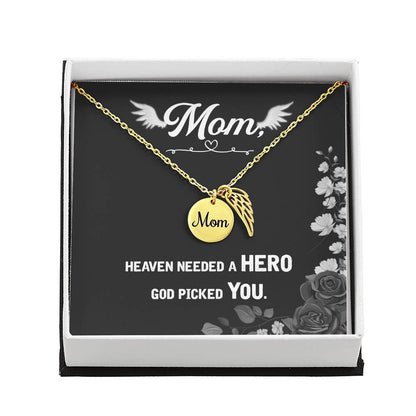 God Picked You - Angel Wing Mom Memorial Necklace | Loss of Mom Sympathy Gift