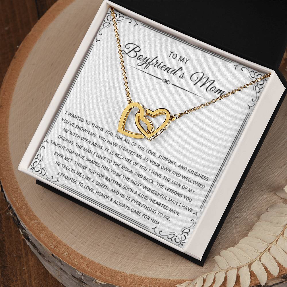 Sentimental Gift for Boyfriend's Mom - I wanted to thank you - Interlocking Hearts Necklace - Personalize Memories