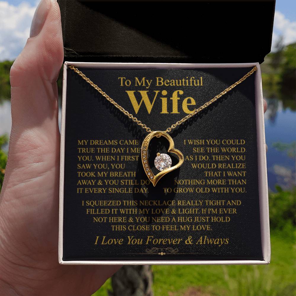 To My Wife Necklace - Heartwarming Gift from Husband for Birthday, Anniversary & Valentine’s Day - Forever Love Necklace - Personalize Memories