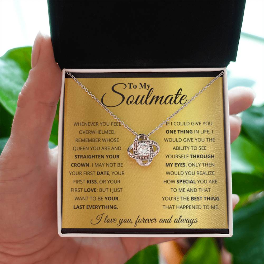 To My Soulmate Necklace - Unique Soulmate Gift for Her for Birthdays & Surprise Moments - Love Knot Necklace - Personalize Memories