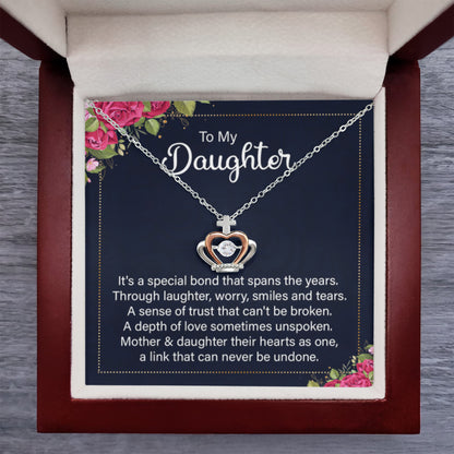 To My Daughter Necklace – Daughter Jewelry - Graduation, Birthday & Christmas – Crown Pendant Necklace - Personalize Memories