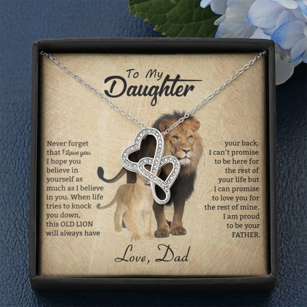 To My Daughter Necklace - When life tries to knock you down - Daughter Present from Dad - Heart-to-heart Pendant Necklace - Personalize Memories