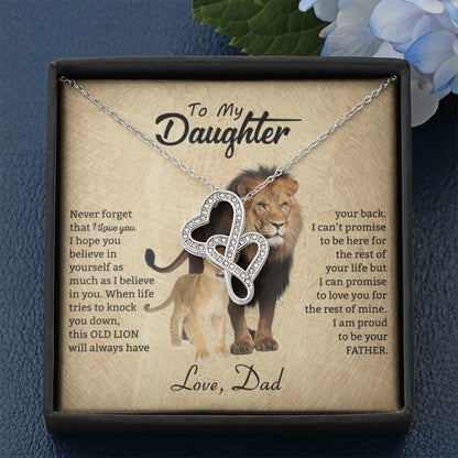 To My Daughter Necklace - When life tries to knock you down - Daughter Present from Dad - Heart-to-heart Pendant Necklace - Personalize Memories