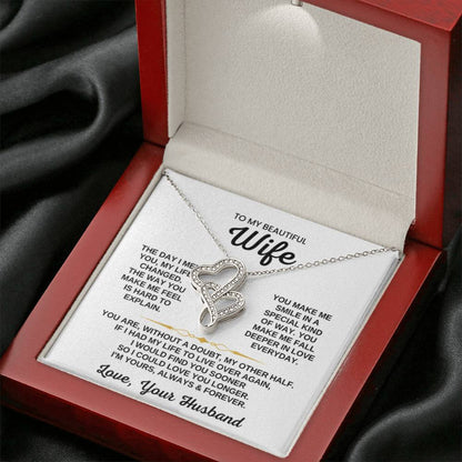 To My Wife Necklace - Perfect Gift from Husband for Birthday, Christmas & Valentine’s Day - Heart-to-heart Pendant Necklace - Personalize Memories