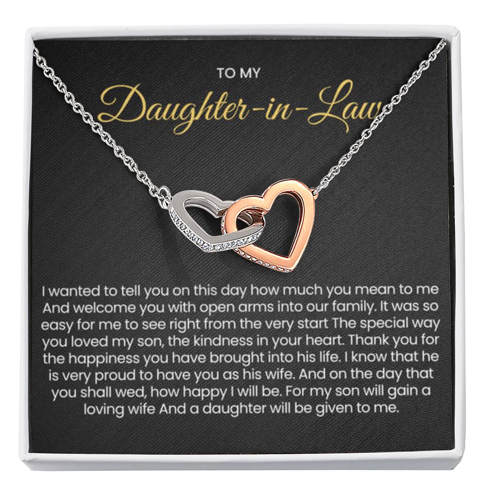 To My Daughter In Law - Gift for Daughter in Law - Interlocking Hearts Necklace - Personalize Memories