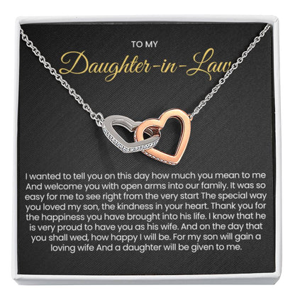 To My Daughter In Law - Gift for Daughter in Law - Interlocking Hearts Necklace - Personalize Memories
