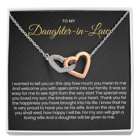 To My Daughter In Law - Gift for Daughter in Law - Interlocking Hearts Necklace - Personalize Memories