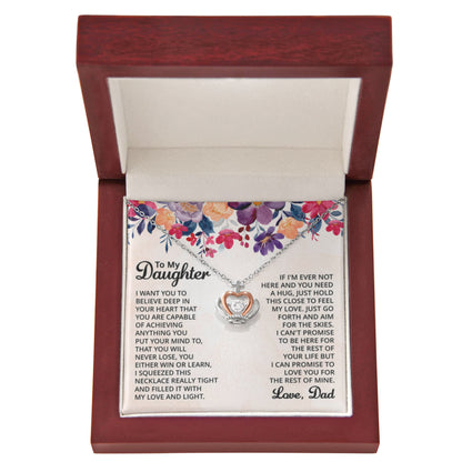 To My Daughter Necklace - Heartfelt Gift from Dad for Birthday, Graduation & Proud Dad Moments - Crown Pendant Necklace - Personalize Memories