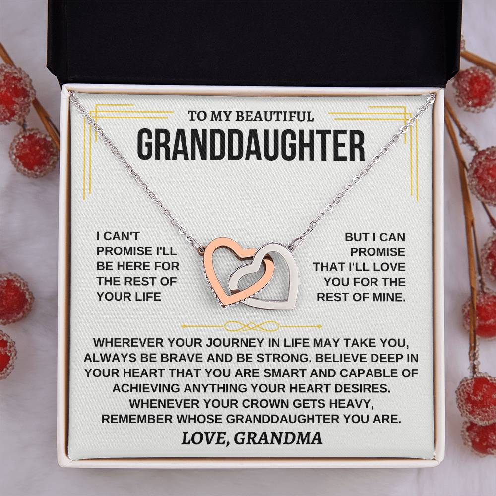 To My Granddaughter - Interlocking Hearts Necklace - Gift From Grandma - Personalize Memories