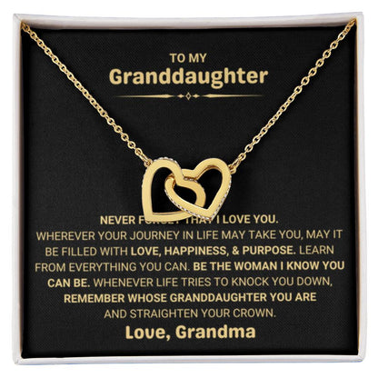 To My Granddaughter Necklace – Holiday Graduation Gift for Granddaughter from Grandma – Interlocking Hearts Necklace - Personalize Memories