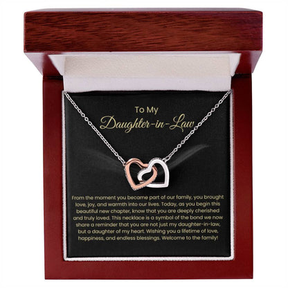 To My Daughter In Law - Interlocking Hearts Necklace - Gift for Daughter in Law - Personalize Memories