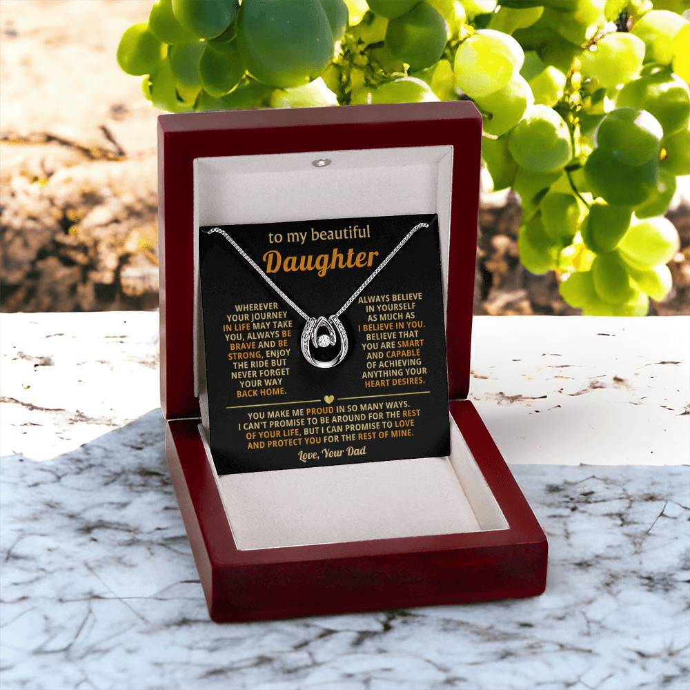 To My Daughter Necklace - I Believe In You - Dad to Daughter Gift - Lucky In Love Necklace - Personalize Memories