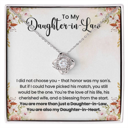 To My Beautiful Daughter In Law - Love Knot Necklace - Gift for Bonus Daughter - Personalize Memories