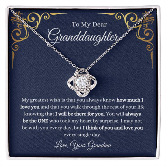 To My Granddaughter Necklace – Christmas Graduation Gift for Granddaughter from Grandma – Love Knot Necklace - Personalize Memories