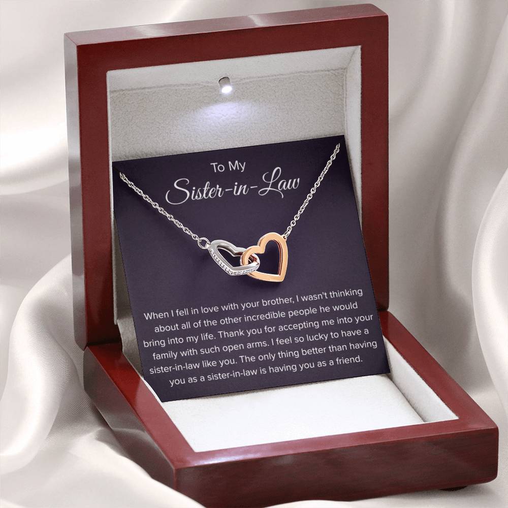To My Sister In Law - Thank You for Accepting Me - Interlocking Hearts Necklace - Personalize Memories