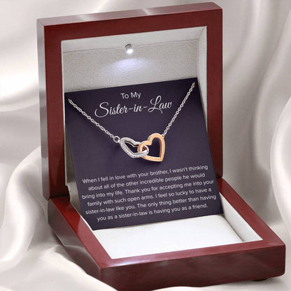 To My Sister In Law - Thank You for Accepting Me - Interlocking Hearts Necklace - Personalize Memories