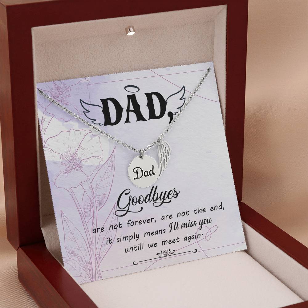 Dad Remembrance Necklace - Angel Wing Father Necklace