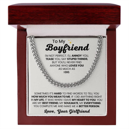 Cuban Link Chain for Boyfriend - Birthday, Anniversary Gift from Girlfriend - Personalize Memories