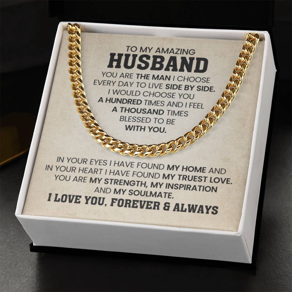 Cuban Link Chain for Him - You're the man I choose - Husband Birthday & Anniversary Gift from Wife - Personalize Memories