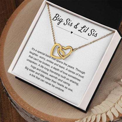 Big Sis & Lil Sis Gift - Interlocking Hearts Necklace - Gift for Sisters - Personalize Memories