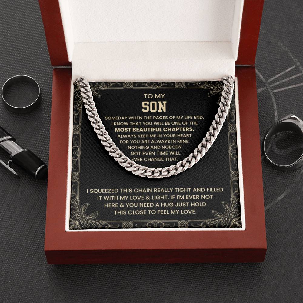 To My Son - Someday when the pages of my life end - Cuban Link Chain - Personalize Memories