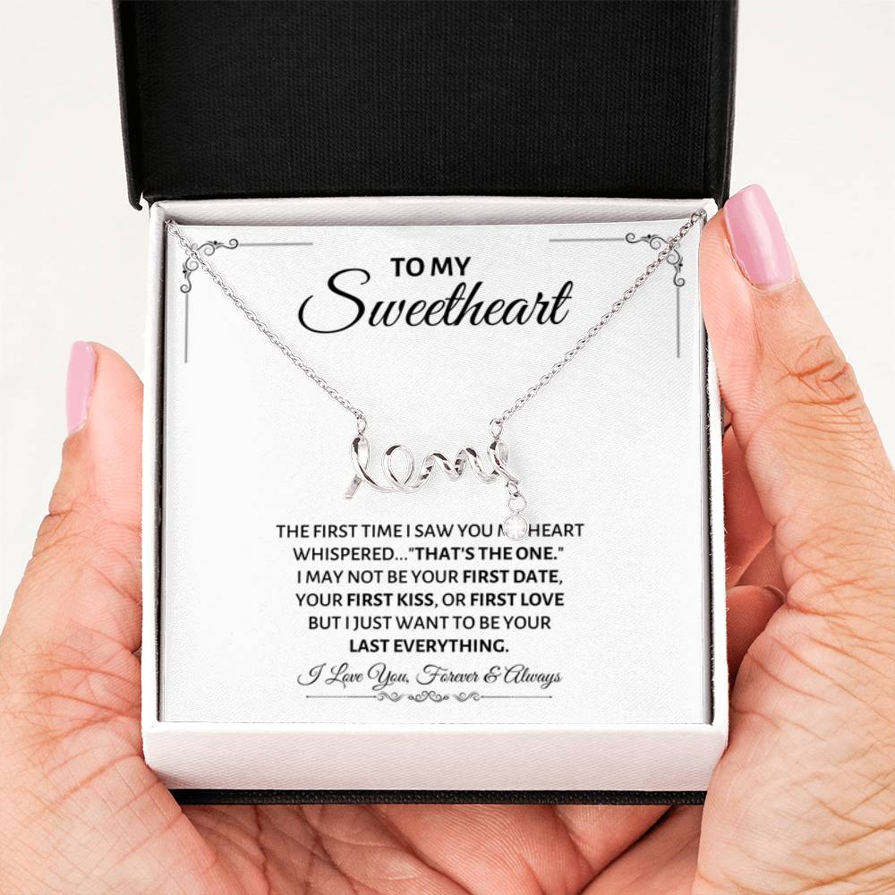To My Sweetheart Necklace - Gift for Love on Valentine’s Day & Special Days - Scripted Love Necklace - Personalize Memories