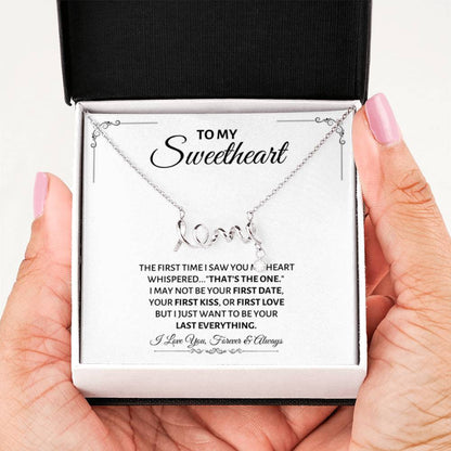 To My Sweetheart Necklace - Gift for Love on Valentine’s Day & Special Days - Scripted Love Necklace - Personalize Memories