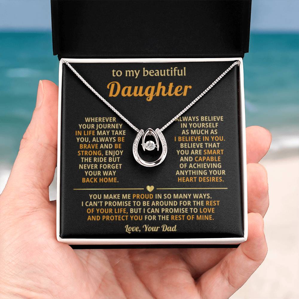 To My Daughter Necklace - I Believe In You - Dad to Daughter Gift - Lucky In Love Necklace - Personalize Memories