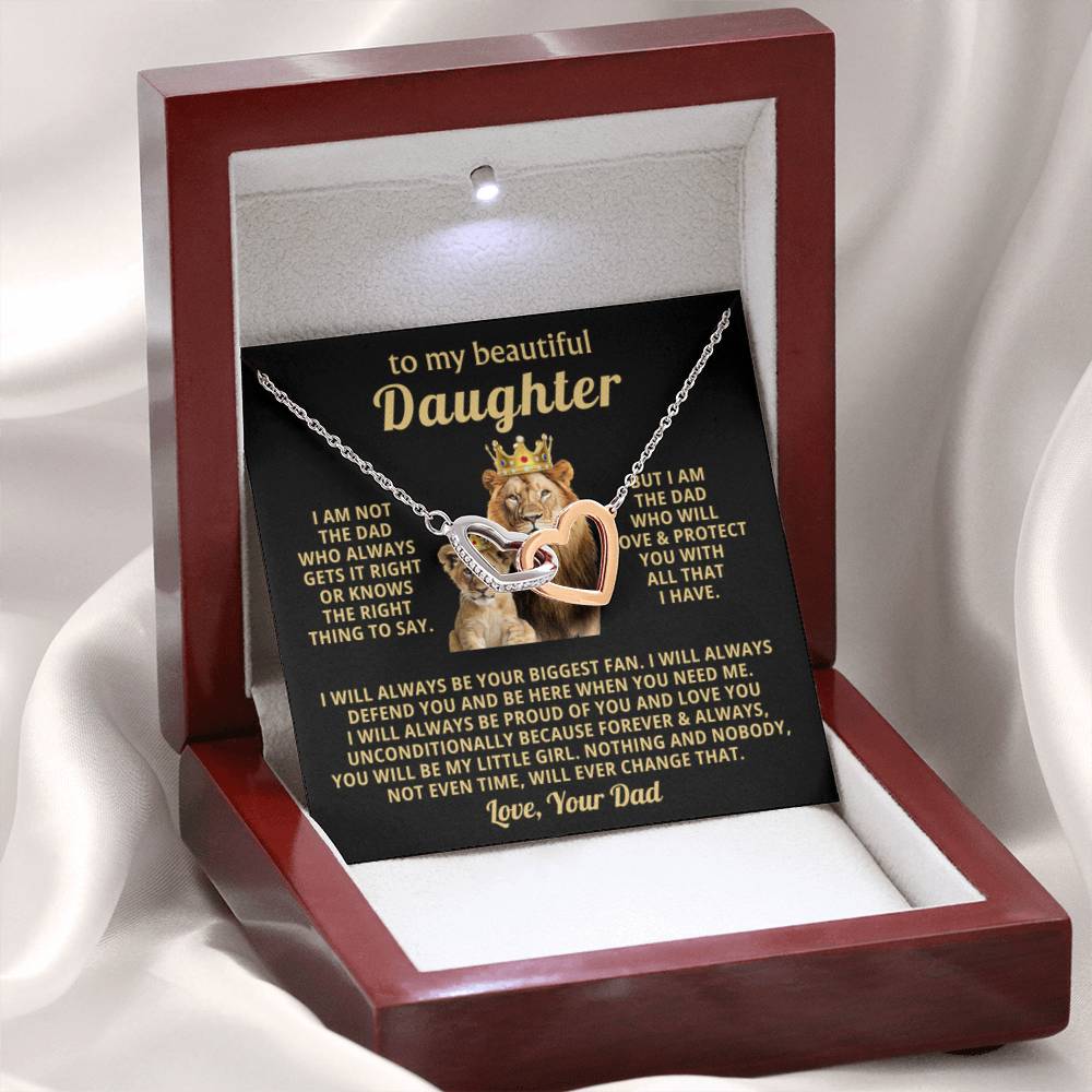To My Daughter Necklace - I will always be your biggest fan - Gift for Daughter from Dad - Interlocking Hearts Necklace - Personalize Memories