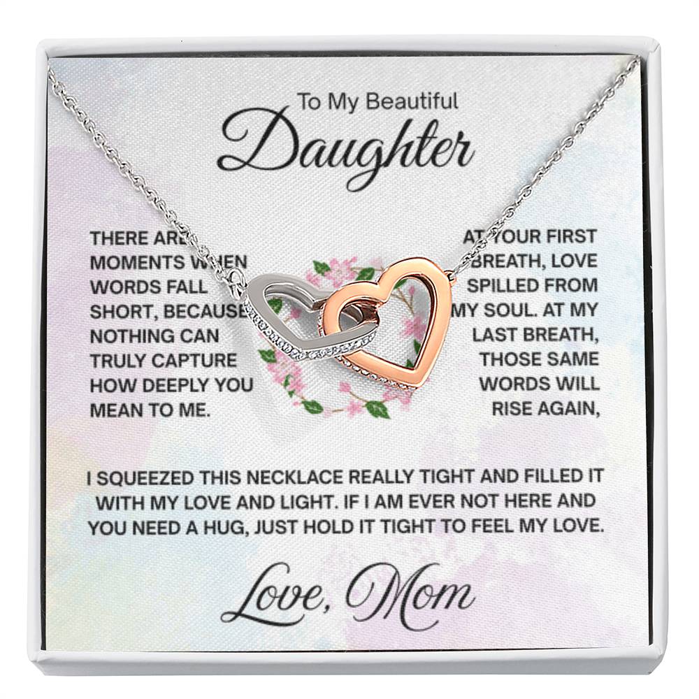 To My Daughter Necklace – Daughter Graduation & Birthday Present from Mom – Interlocking Hearts Necklace - Personalize Memories