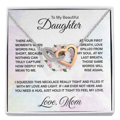 To My Daughter Necklace – Daughter Graduation & Birthday Present from Mom – Interlocking Hearts Necklace - Personalize Memories