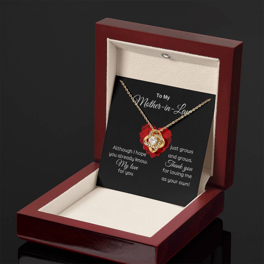 To My Mother In Law - Thank you for loving me as your own - Love Knot Necklace - Personalize Memories