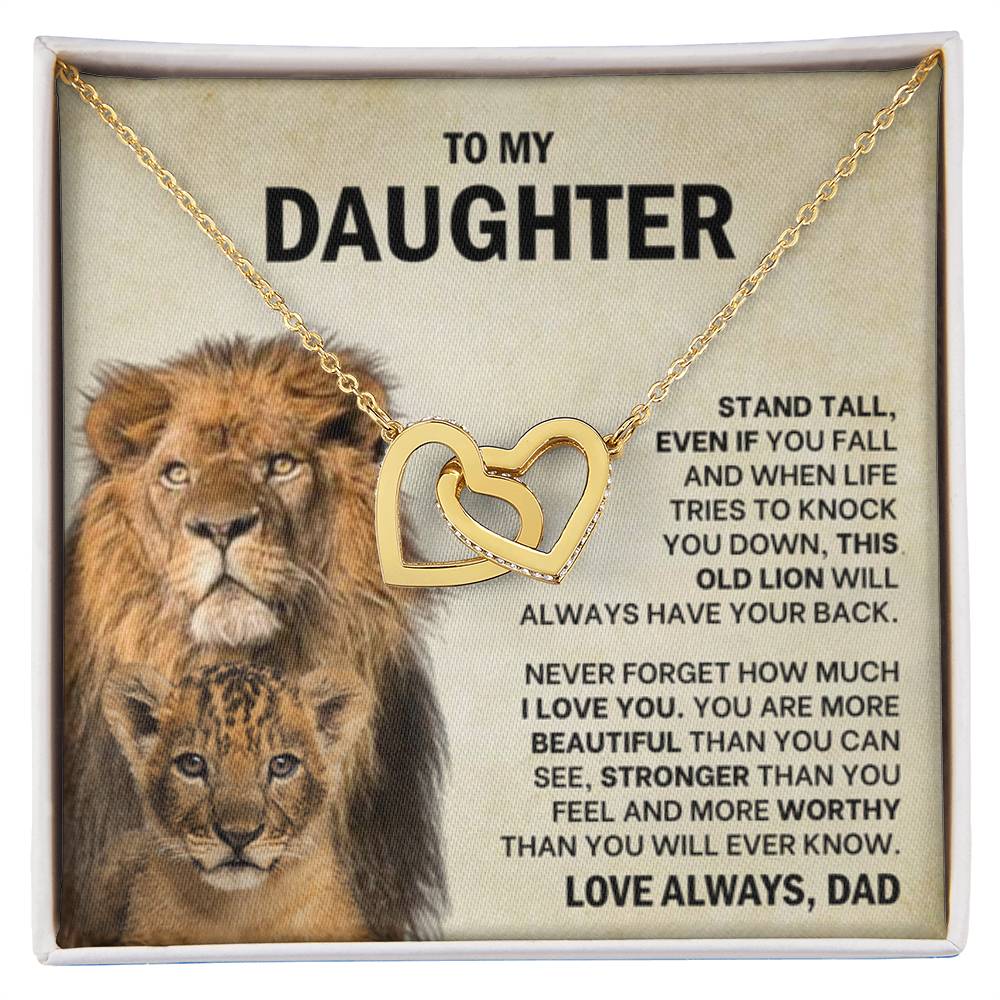 To My Daughter Necklace - Everyday Love Jewelry Gift from Dad for Daughter’s Birthday & Just Because - Interlocking Hearts Necklace - Personalize Memories
