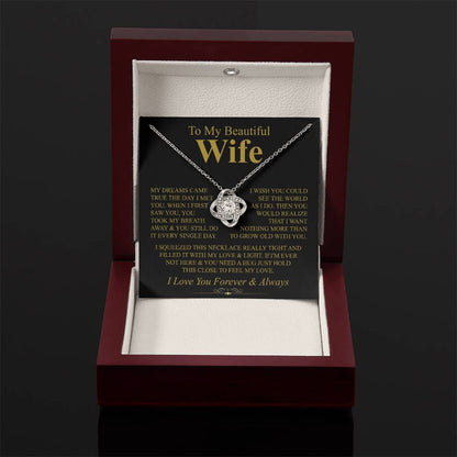 To My Beautiful Wife - I Love You Forever & Always - Love Knot Necklace Gift for Her - Personalize Memories