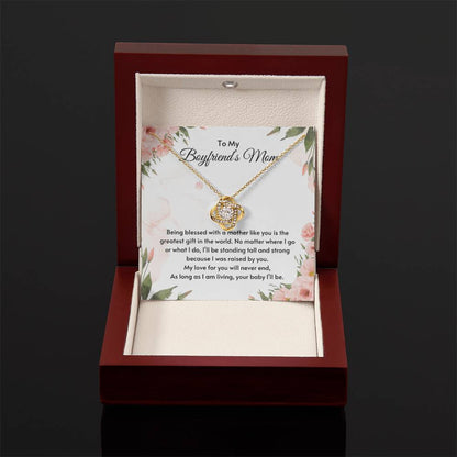 To My Boyfriend's Mom - Being blessed with a mother like you is the greatest gift in the world - Love Knot Necklace - Personalize Memories
