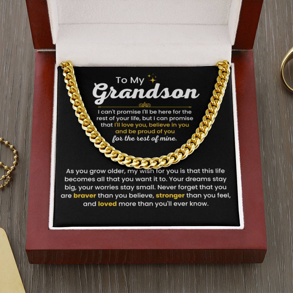 To My Grandson - I Believe in you - Chain Link Chain from Grandparents - Personalize Memories