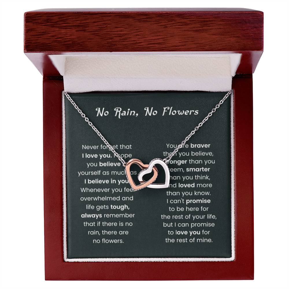 No Rain, No Flowers Gift for Her - Interlocking Hearts Necklace - Personalize Memories