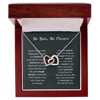 No Rain, No Flowers Gift for Her - Interlocking Hearts Necklace - Personalize Memories