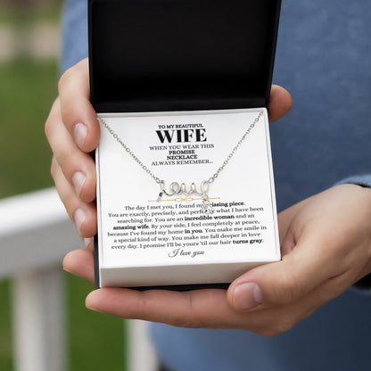 To My Wife Necklace - Perfect Gift from Husband for Birthday, Christmas & Valentine’s Day - Scripted Love Necklace - Personalize Memories