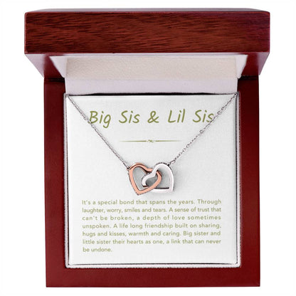 Big Sis & Lil Sis Necklace - Gift for Sisters - Interlocking Hearts Necklace - Personalize Memories