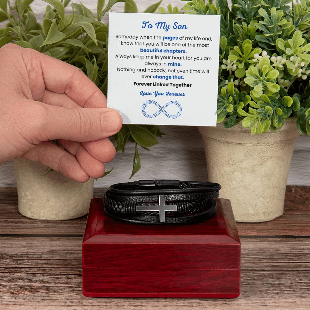 Son Graduation, Birthday Gift – Men’s Cross Bracelet - Personalize Memories